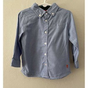 Lindex Boy's Dress Shirt Oxford Blue Long Cotton Classic Easter 92 18 18-24 2 2T